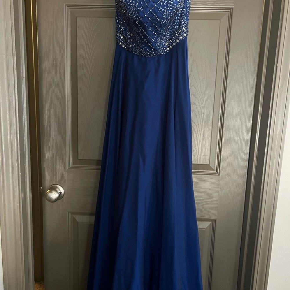 Elegant Blue Beaded Gown